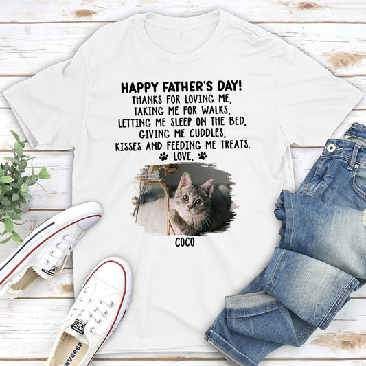 Thanks For Loving Me Cat Dad Photo - Personalized Custom Unisex T-Shirt
