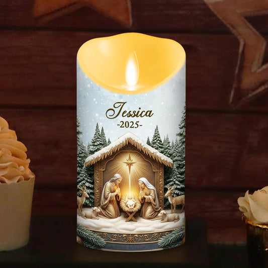 Nativity Christmas - Personalized Custom LED Candle