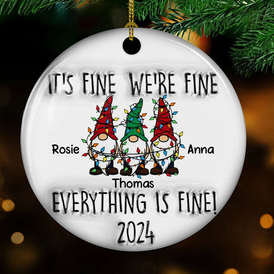 Everything Is Fine Coworkers - Personalized Custom 3D Inflated Effect Ceramic Ornament