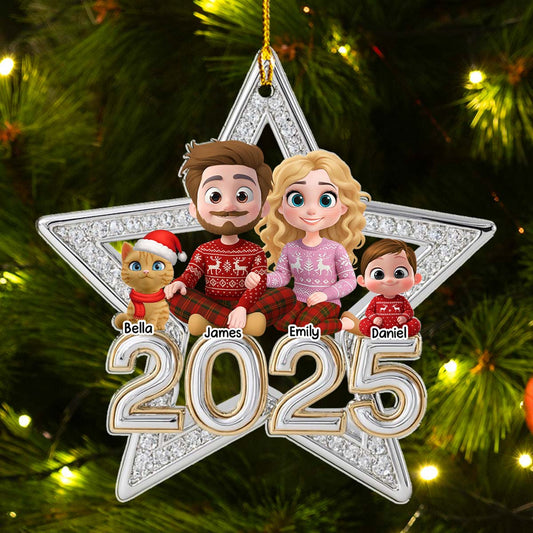 Family Makes Christmas Truly Bright With Cat - Personalized Custom 3D Effect Acrylic Ornament
