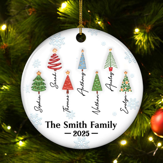 Family Christmas Tree Names Ver 2 - Personalized Custom 3D Inflated Effect Ceramic Ornament