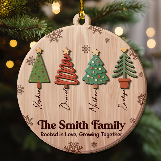 Love Makes Our Roots Strong - Personalized Custom 2-layered Wood Ornament