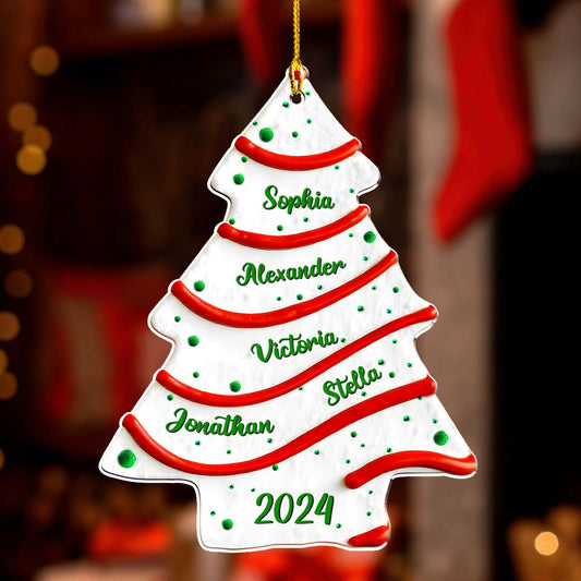 Christmas Tree Cake Custom Name - Personalized Custom 3D Effect Acrylic Ornament - Gifts For Family, Friends, Coworkers