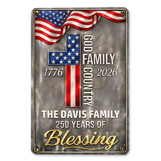 Family And Country - Personalized Custom 3D Inflated Effect Metal Sign