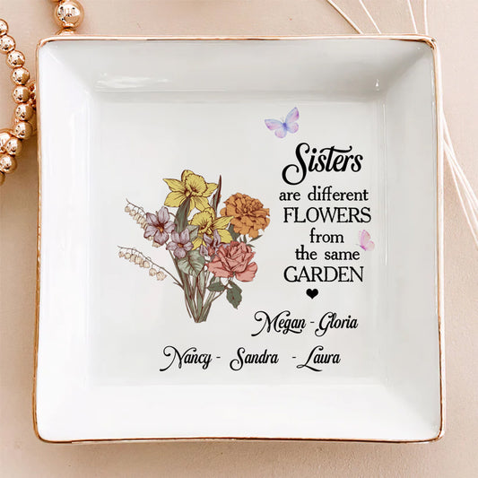 Floral Sisters Forever - Personalized Custom Jewelry Dish