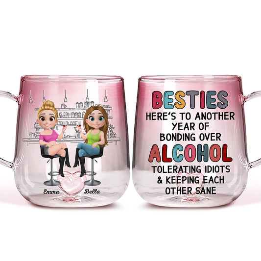 Another Year Of Bonding - Personalized Custom Pink Gradient Glass Mug