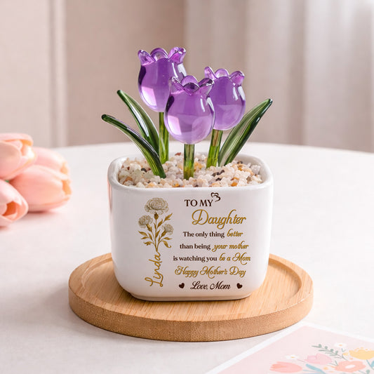 Watching You Bloom - Personalized Custom Glass Everlasting Tulips
