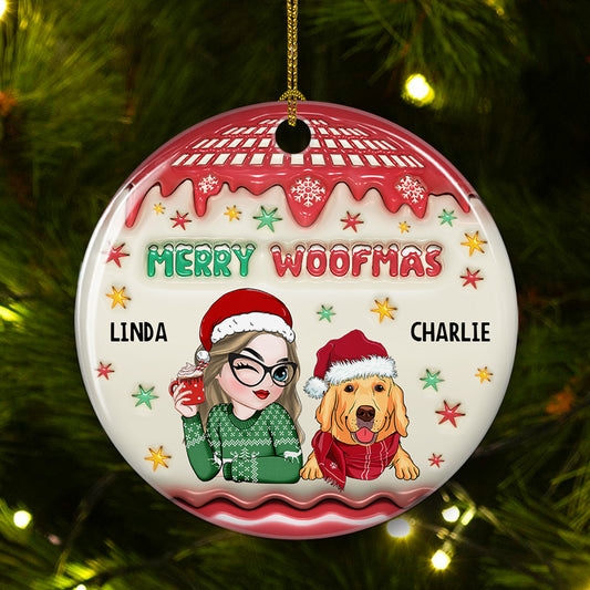 Woofmas Winter - Personalized Custom 3D Inflated Effect Ceramic Ornament