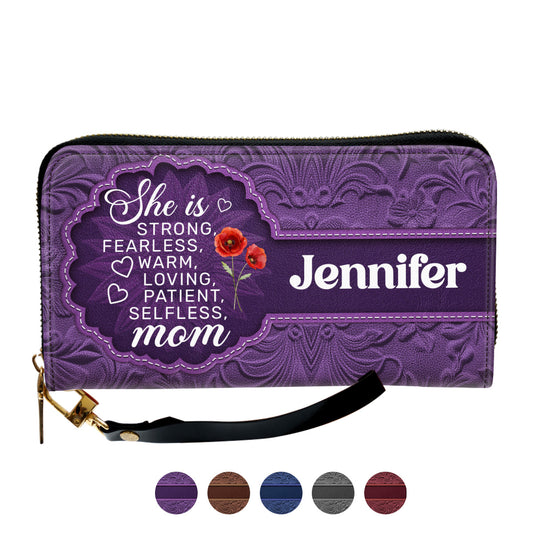 She Is Mom - Personalized Custom Leather Wallet