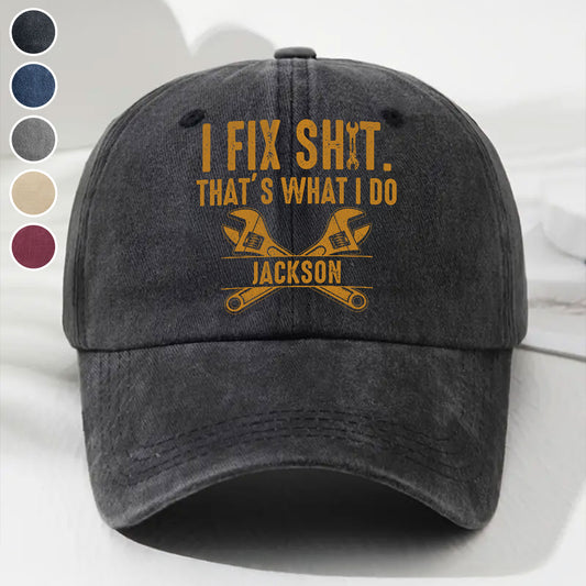 Born To Fix Mechanic - Personalized Custom Vintage Washed Denim Cap