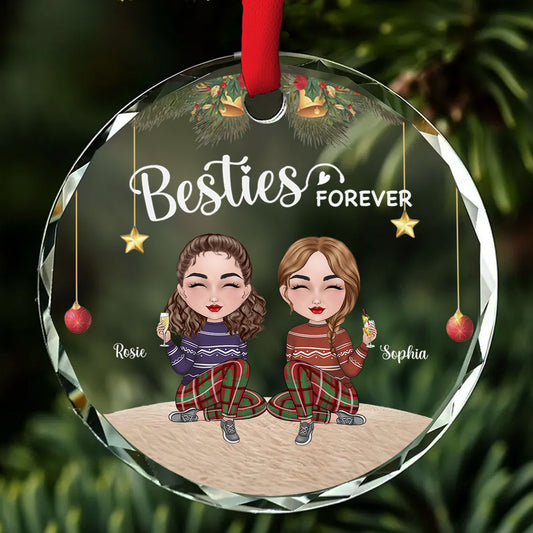 Sisters Forever Christmas - Personalized Custom Glass Ornament