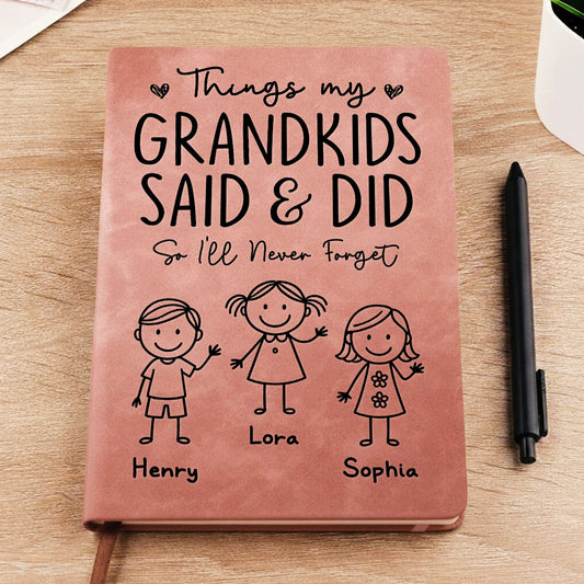 Things My Grandkids Said - Personalized Custom Leather Journal