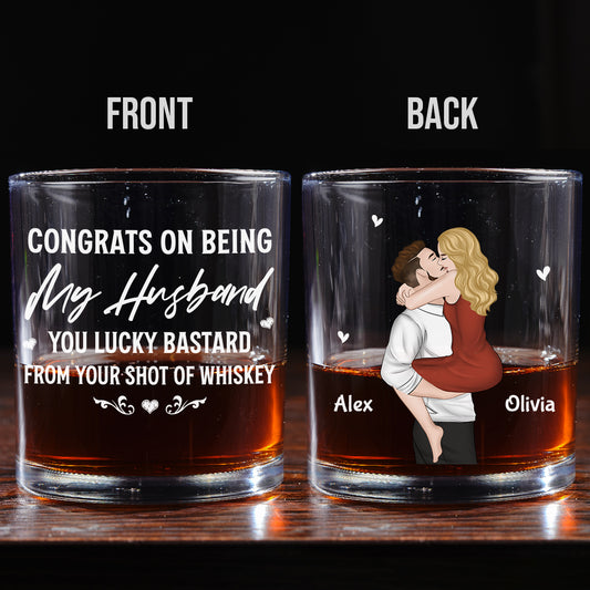 Congrats On Being My Husband - Personalized Whiskey Glass