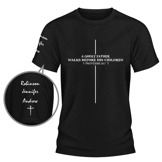 Walks Before His Children - Personalized Custom Shirt With Design On Sleeve