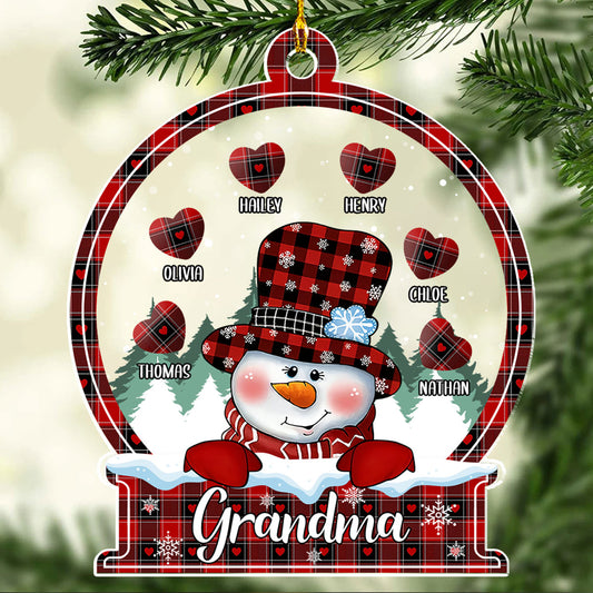 Snowman Grandma Sweet Heart - Personalized Custom Acrylic Ornament