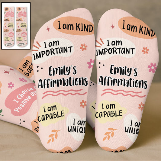 Custom Unique Footwear, Christmas Birthday Gift For Him & Her • Children Affirmations - Personalized Crew Socks