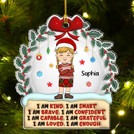 Kind Smart Loved Christmas - Personalized Custom 3D Inflated Effect Acrylic Ornament