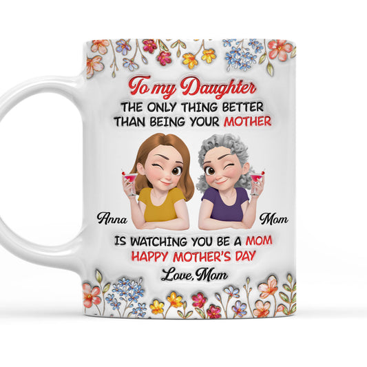 Watching You Being Mom Ver Floral - Personalized Custom 3D Inflated Effect Mug