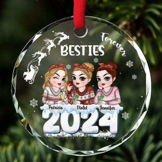 Besties Together 2024 - Personalized Custom Glass Ornament