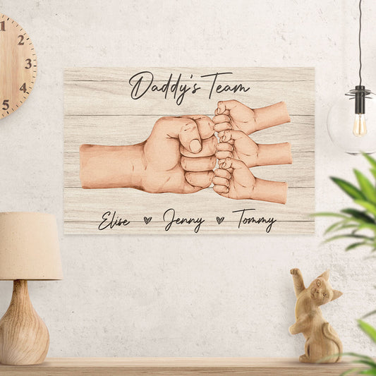 Daddy And Kids Together We Are A Team - Personalized Custom Poster