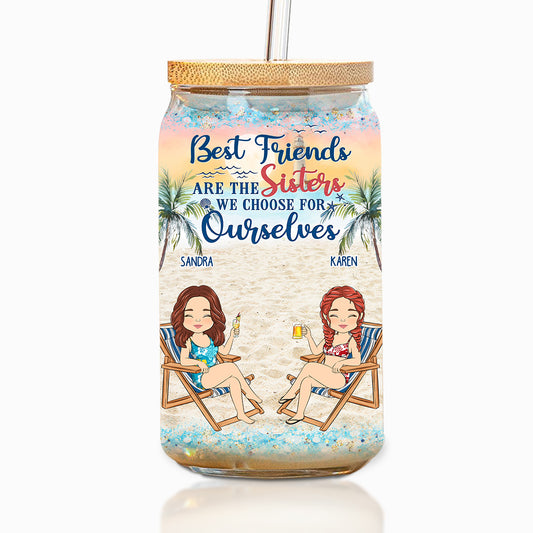 Best Friends Are The Sisters We Choose - Personalized Custom Glass Can