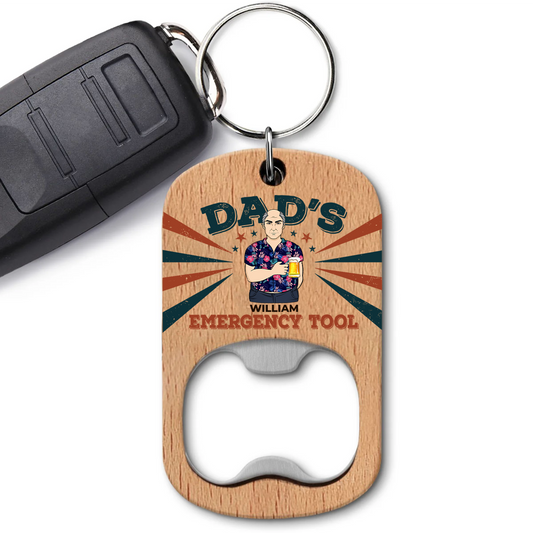 Dads Survival Kit Essential - Personalized Custom Bottle Opener Keychain