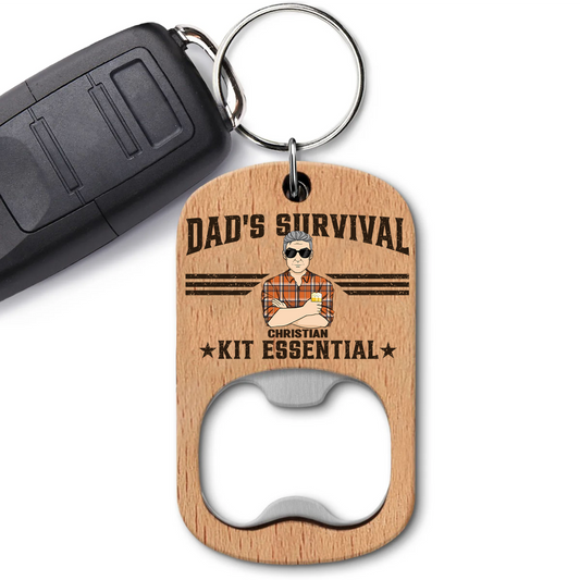 Dads Survival - Personalized Custom Bottle Opener Keychain