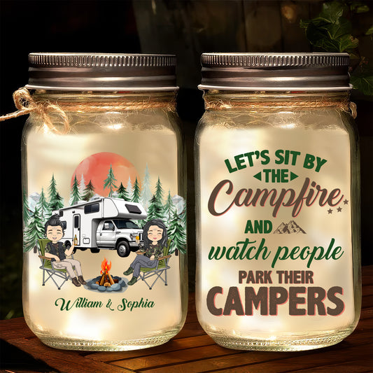 Sit By The Campfire  - Personalized Custom Mason Jar Light