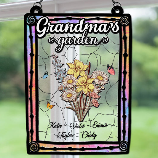 Birth Flower Grandma Garden - Personalized Custom Suncatcher