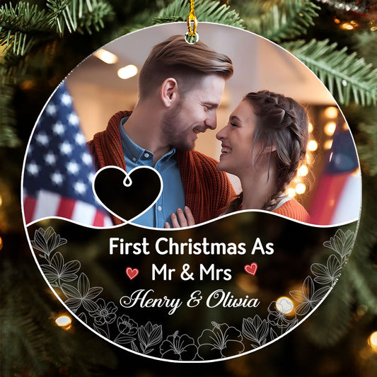 First Christmas As Mr And Mrs Couples - Personalized Custom Acrylic Ornament