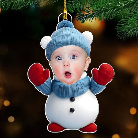 Bear Snowman Photo Baby - Personalized Custom Acrylic Ornament