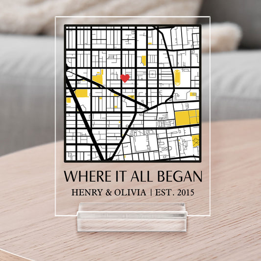 Where It All Began - Personalized Custom Acrylic Plaque With Base