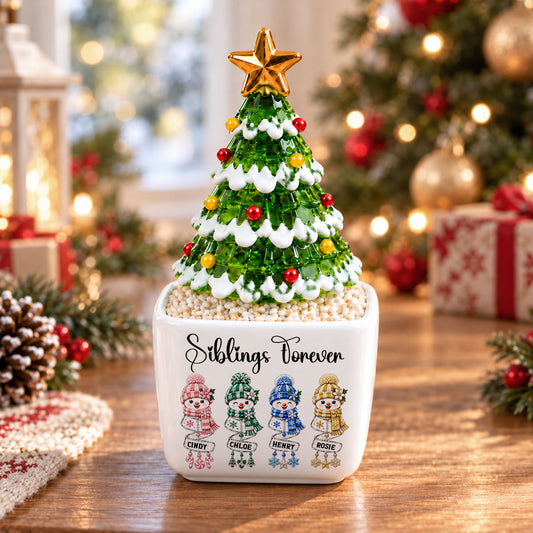 Siblings Forever - Personalized Glass Christmas Tree