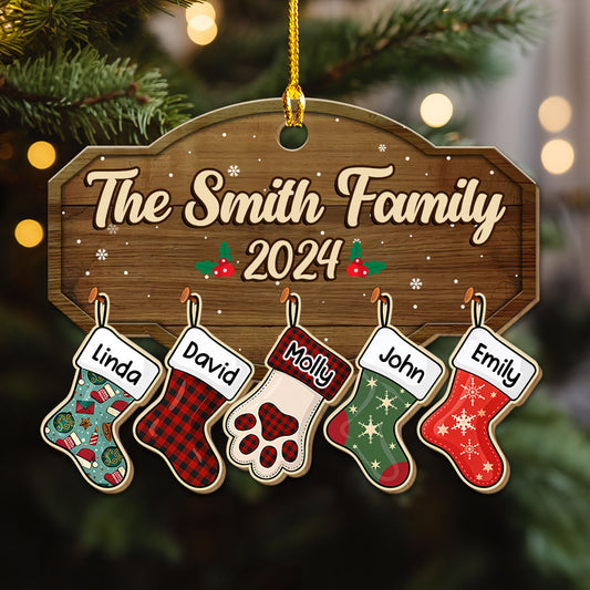 Family With Pet - Personalized Custom Wood Ornament