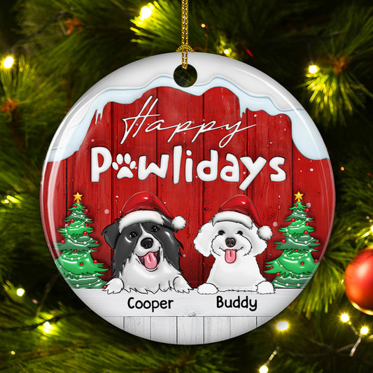 Happy Holiday To Our Dogs - Personalized Custom 3D Inflated Effect Ceramic Ornament