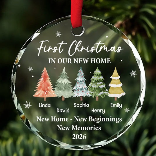 Custom Family Ornament, Christmas Gift for Family Members •  Where Memories Begin And Love Grows - Personalized Glass Ornament