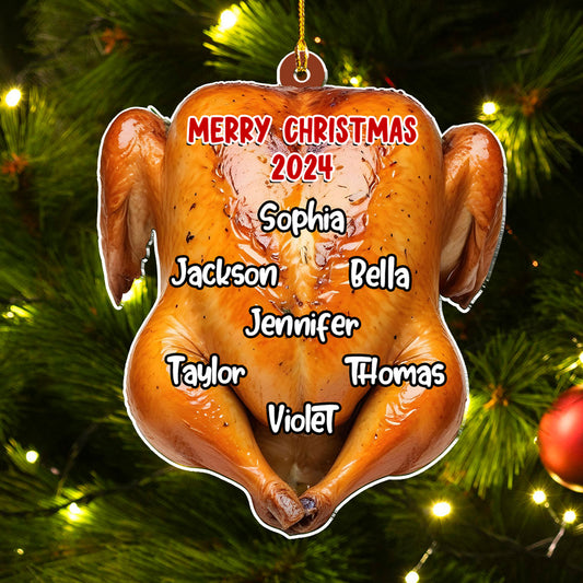 Family Chicken Merry Christmas - Personalized Custom Acrylic Ornament