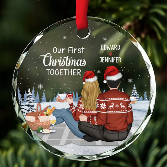 Our First Year - Personalized Custom Glass Ornament