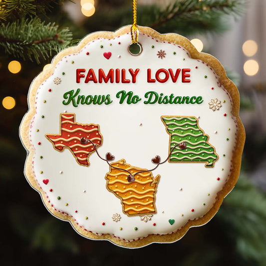 A Sweet Family Knows No Distance - Personalized Custom 3D Effect Acrylic Ornament
