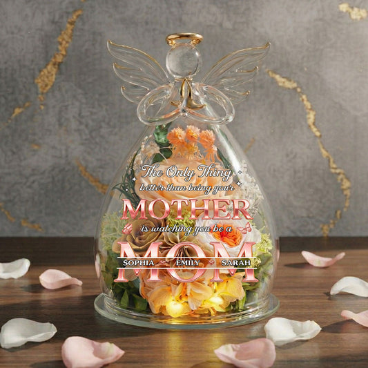 The Only Thing Better Than - Personalized Custom Glass Angel Figurines Fresh Flowers