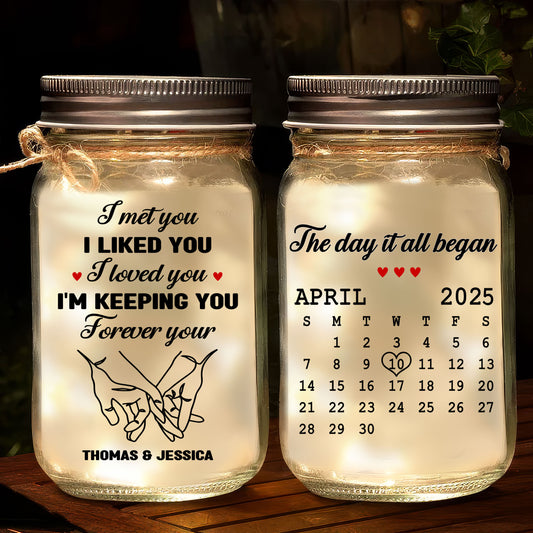 I Met You - Personalized Mason Jar Light