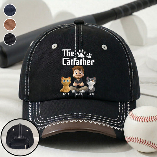 Cool Cat Father - Personalized Custom Vintage Soft Baseball Cap