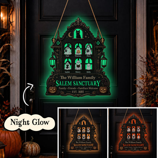 The Family Salem Sanctuary - Personalized Luminous 2-Layered Wood Sign