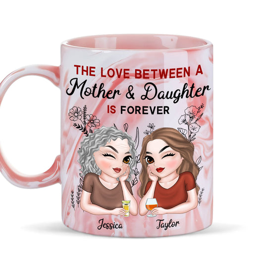 Mother And Daughter Always Together - Personalized Pink Marble Mug