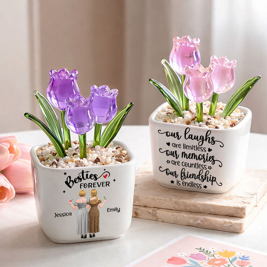 Endless Friendship - Personalized Custom Glass Everlasting Tulips