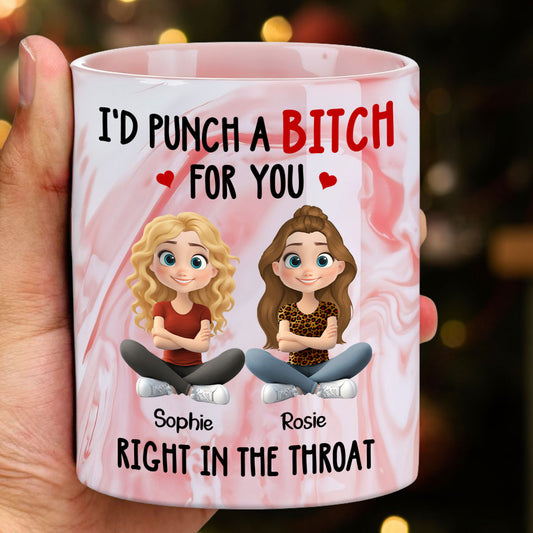 Besties Forever Together - Personalized Pink Marble Mug