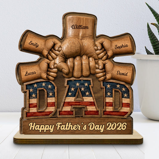 The Man Who Holds Us Together - Personalized Custom 2-Layer Wood Plaque With Flat Base