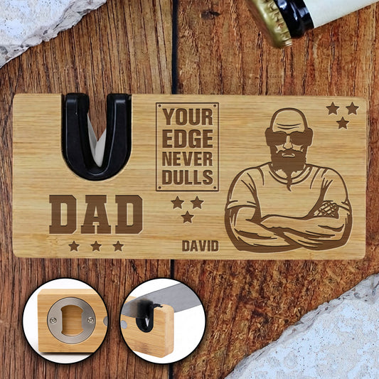 Your Edge Never Dulls - Personalized Custom Engraved Opener Sharpener Stowel