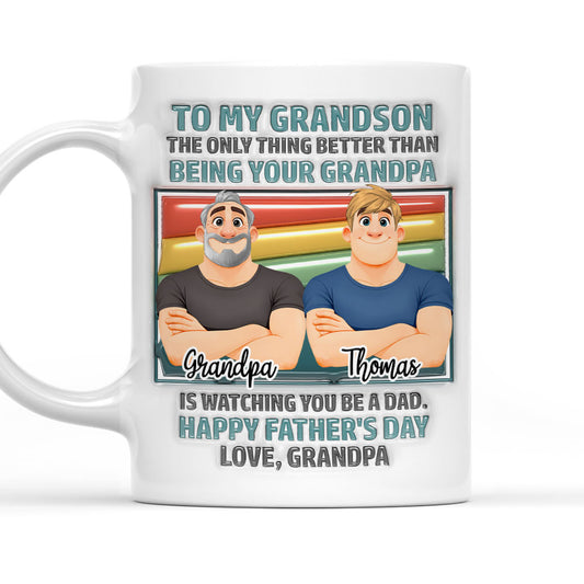 Grandpa For My Grandson One And Only - Personalized Custom 3D Inflated Effect Mug
