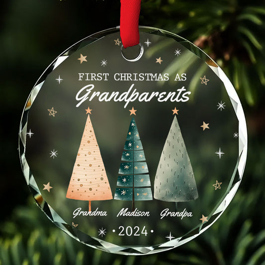 First Christmas As Grandparents - Personalized Custom Glass Ornament